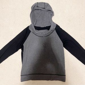Athleta Gray and Black with mesh detail light hoodie Size Large